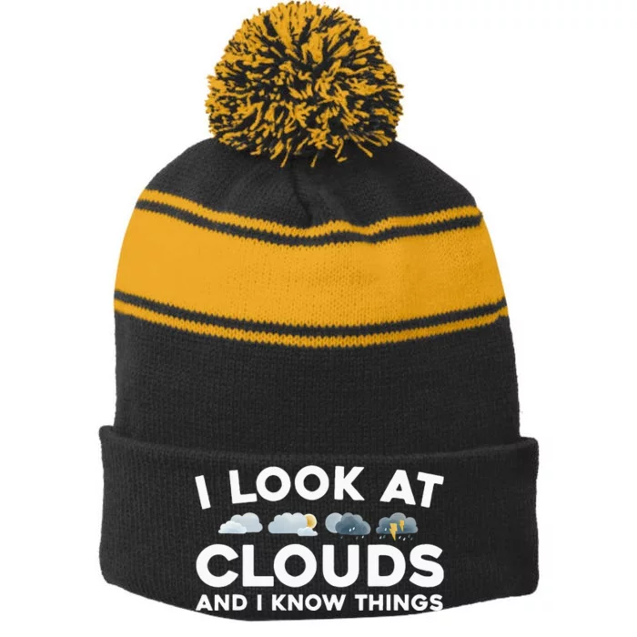 Cool Meteorologist For Men Women Kids Weather Forecasting Stripe Pom Pom Beanie