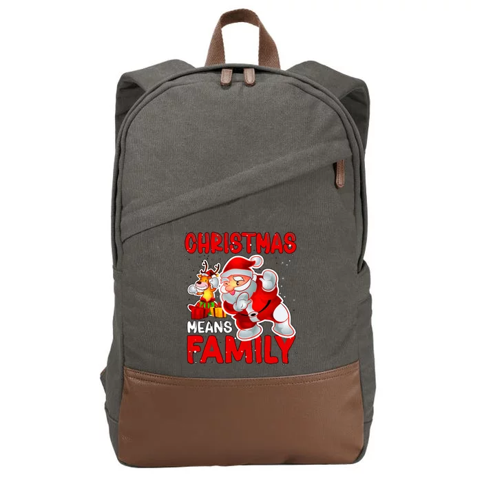 Christmas Means Family Santa Reindeer Cotton Canvas Backpack