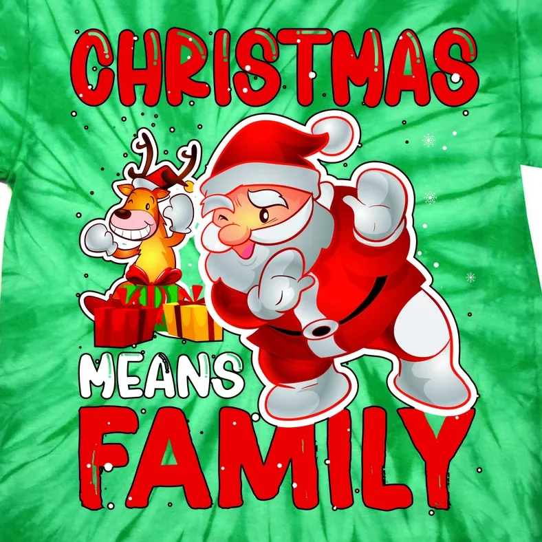 Christmas Means Family Santa Reindeer Tie-Dye T-Shirt