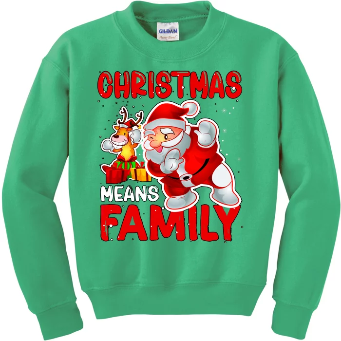 Christmas Means Family Santa Reindeer Kids Sweatshirt