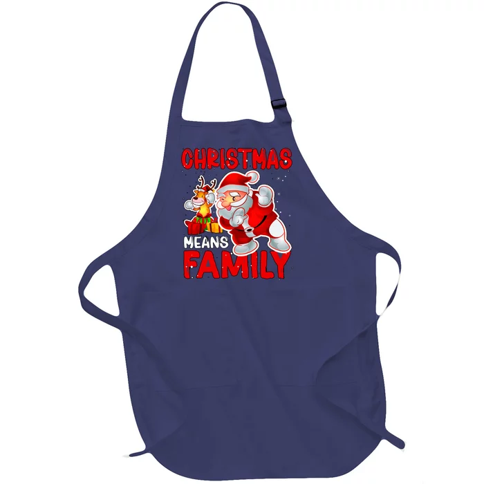 Christmas Means Family Santa Reindeer Full-Length Apron With Pocket