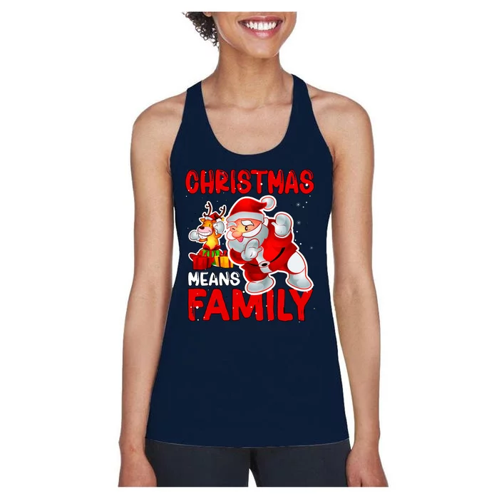 Christmas Means Family Santa Reindeer Women's Racerback Tank