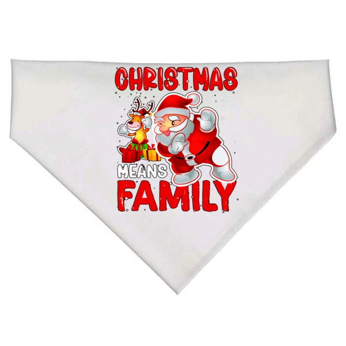 Christmas Means Family Santa Reindeer USA-Made Doggie Bandana