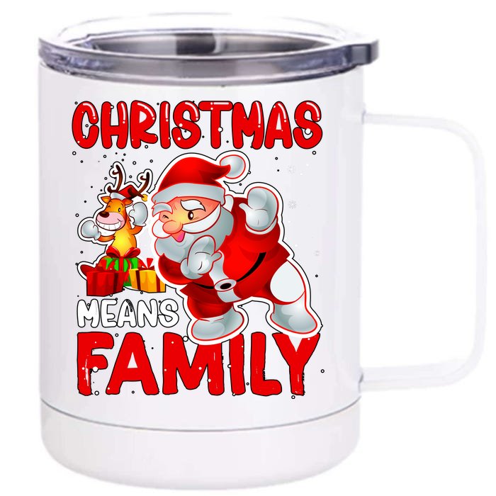 Christmas Means Family Santa Reindeer Front & Back 12oz Stainless Steel Tumbler Cup