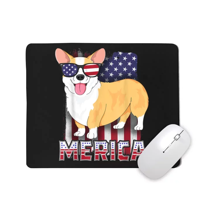 Corgi Merica For Kids Boy USA Flag 4th Of July Dog Mousepad