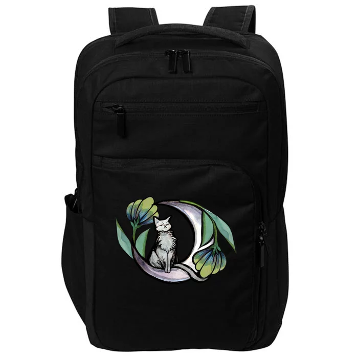 Cat Moon Floral Kitty Cat Witch Gift Impact Tech Backpack