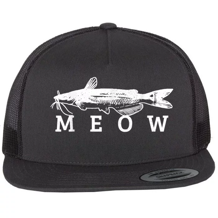 Catfish Meow Funny Catfishing Fishing Fisherman Gift Flat Bill Trucker Hat