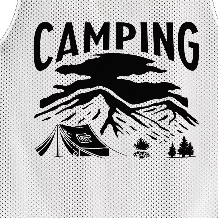 camping mountains forrest tent Mesh Reversible Basketball Jersey Tank