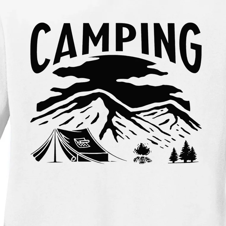 camping mountains forrest tent Ladies Long Sleeve Shirt