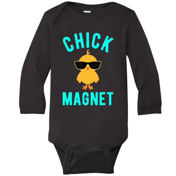 Chick Magnet Funny Easter For Boy Baby Long Sleeve Bodysuit