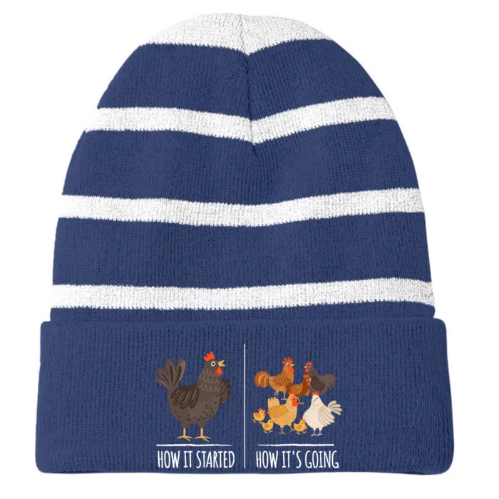 Chicken Meme Farm Hen Pun For Chicken Lovers Striped Beanie with Solid Band