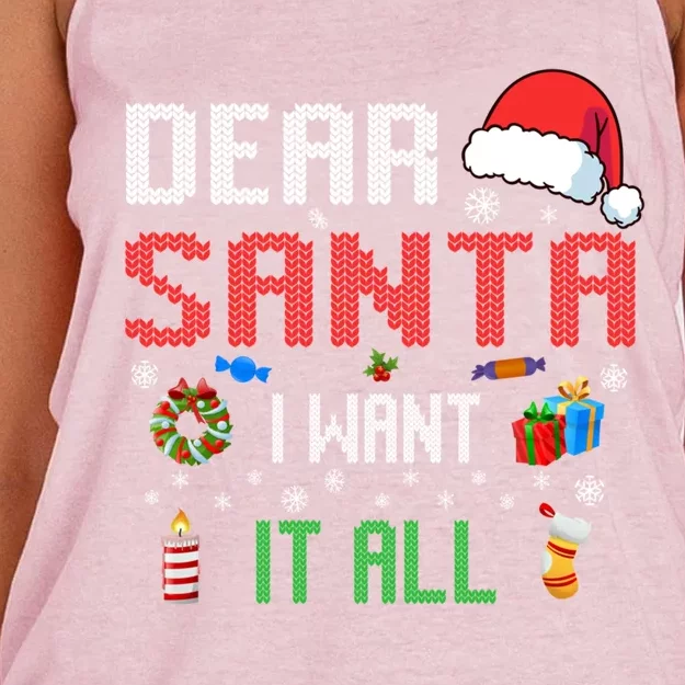 Christmas Matching Family Dear Santa I Want It All Gift Women's Knotted Racerback Tank