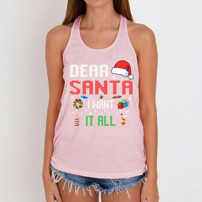 Christmas Matching Family Dear Santa I Want It All Gift Women's Knotted Racerback Tank