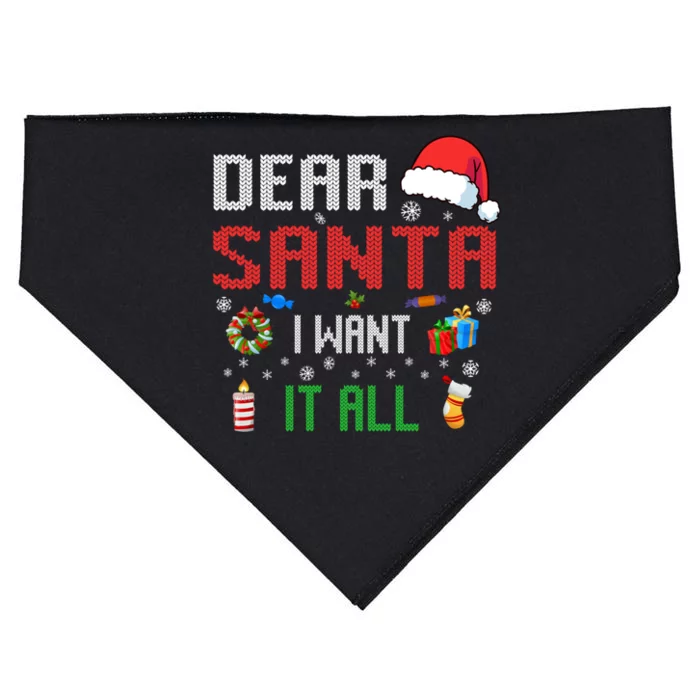 Christmas Matching Family Dear Santa I Want It All Gift USA-Made Doggie Bandana