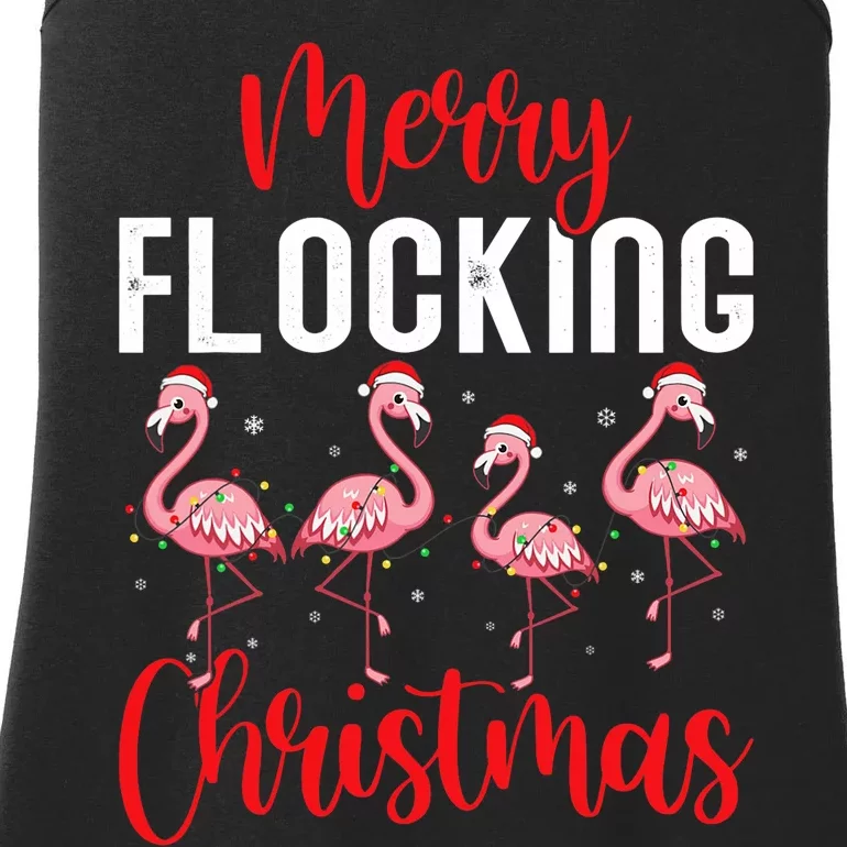 Christmas Merry Flocking Christmas Flamingo Ladies Essential Tank