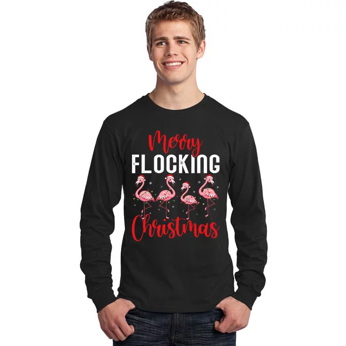 Christmas Merry Flocking Christmas Flamingo Tall Long Sleeve T-Shirt