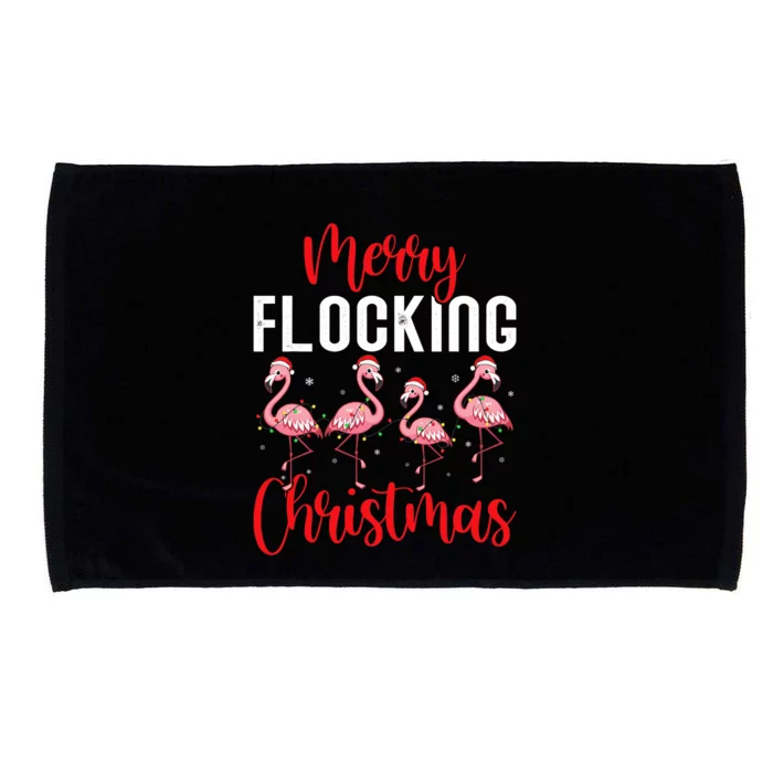 Christmas Merry Flocking Christmas Flamingo Microfiber Hand Towel