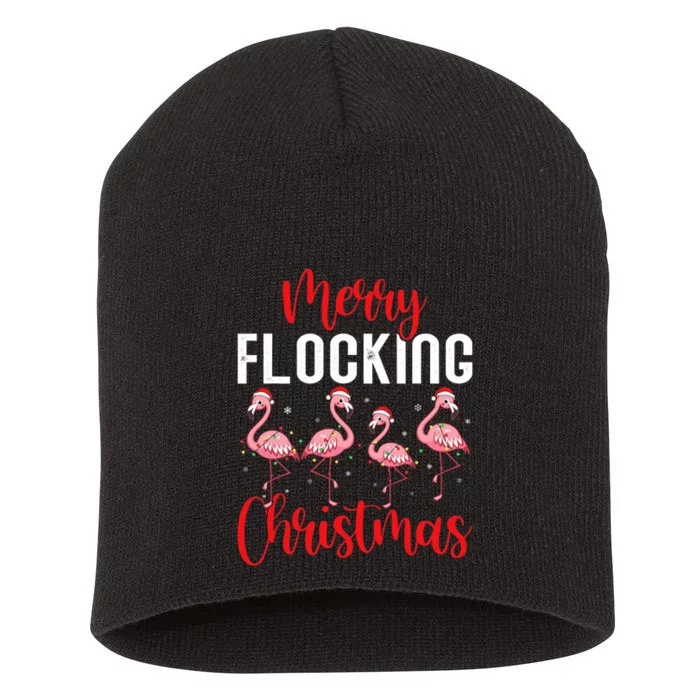 Christmas Merry Flocking Christmas Flamingo Short Acrylic Beanie