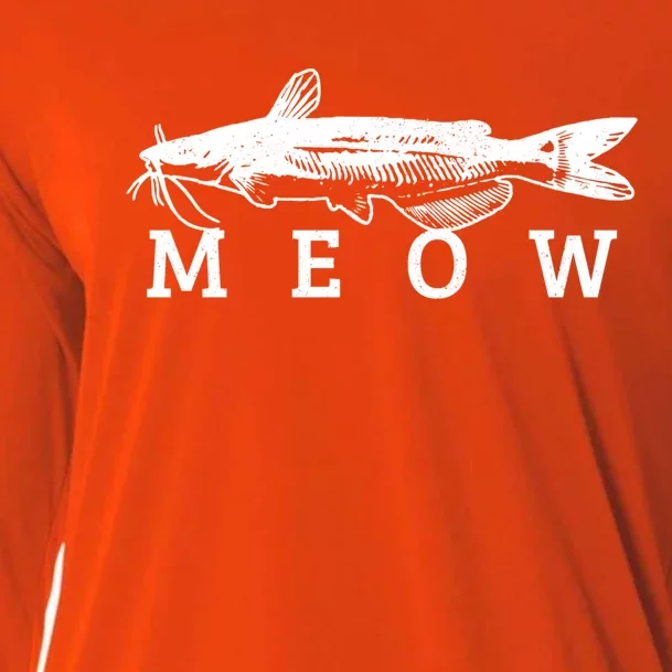 Catfish Meow Funny Catfishing Fishing Fisher Gift Cooling Performance Long Sleeve Crew