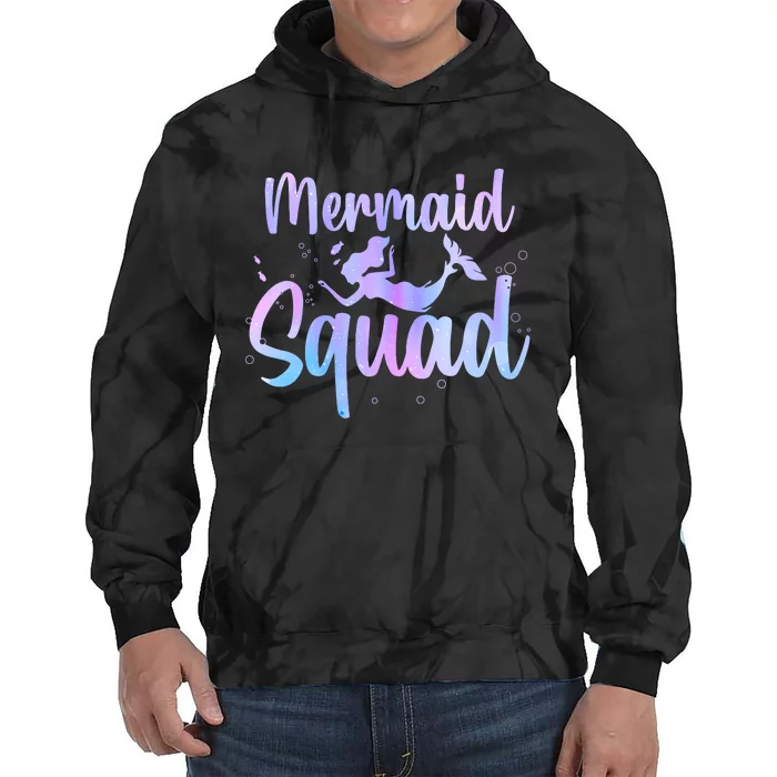 Cute Mermaid For Women Girl Kids Sea Mermaid Birthday Squad Tie Dye Hoodie