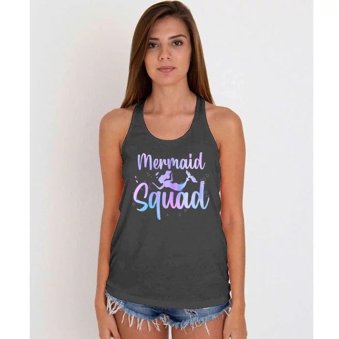 Cute Mermaid For Women Girl Kids Sea Mermaid Birthday Squad Women's Knotted Racerback Tank