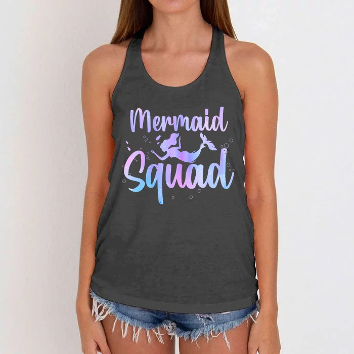 Cute Mermaid For Women Girl Kids Sea Mermaid Birthday Squad Women's Knotted Racerback Tank