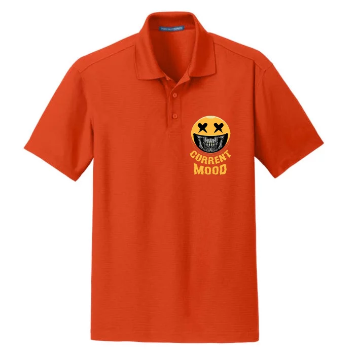 Current Mood Funny Halloween Skeleton Dry Zone Grid Performance Polo