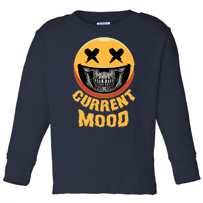 Current Mood Funny Halloween Skeleton Toddler Long Sleeve Shirt