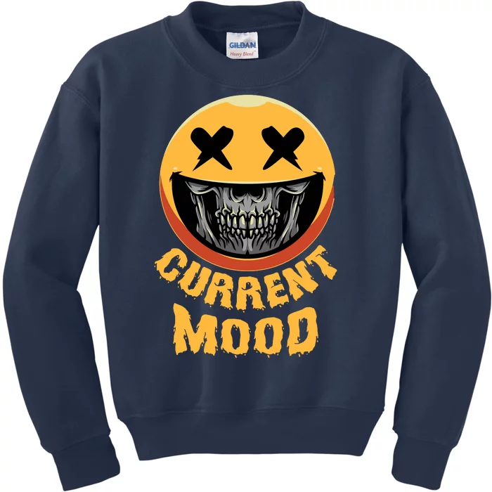 Current Mood Funny Halloween Skeleton Kids Sweatshirt