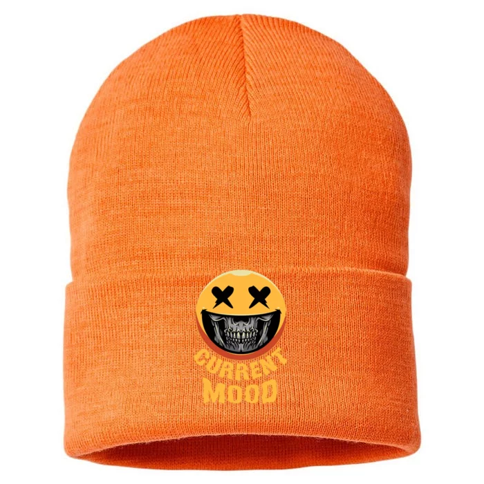 Current Mood Funny Halloween Skeleton Sustainable Knit Beanie