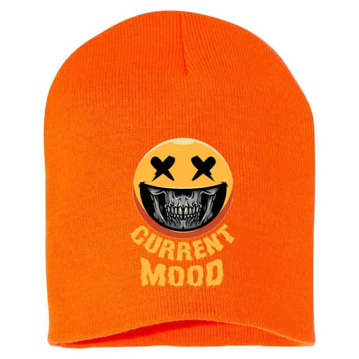 Current Mood Funny Halloween Skeleton Short Acrylic Beanie