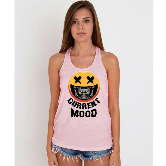 Current Mood Funny Halloween Skeleton Women's Knotted Racerback Tank