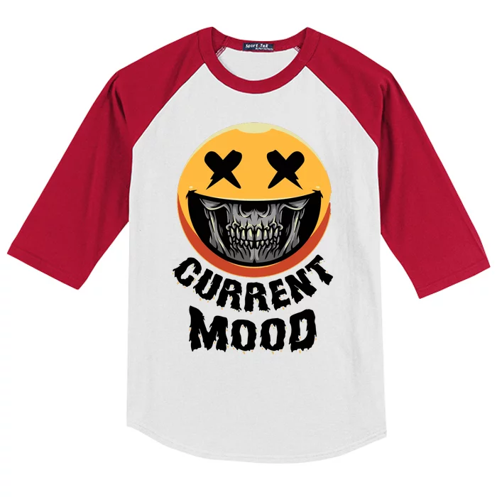 Current Mood Funny Halloween Skeleton Kids Colorblock Raglan Jersey