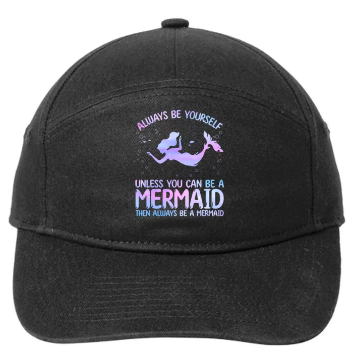 Cute Mermaid For Women Girl Kids Sea Mermaid Birthday Lover 7-Panel Snapback Hat