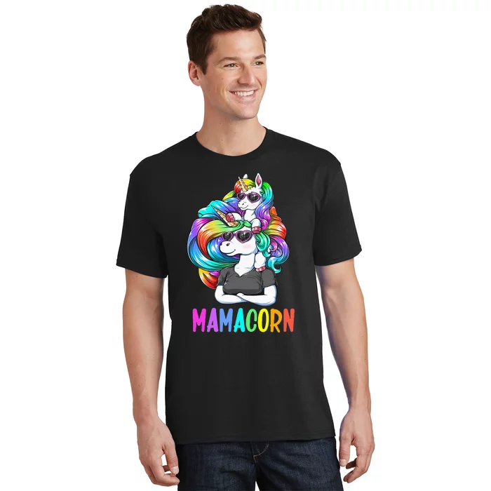 Cute Mamacorn Funny Unicorn Mothers Day Rainbow T-Shirt