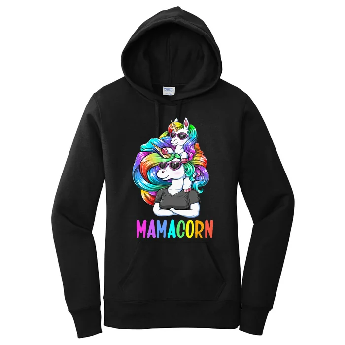 Cute Mamacorn Funny Unicorn Mothers Day Rainbow Women's Pullover Hoodie