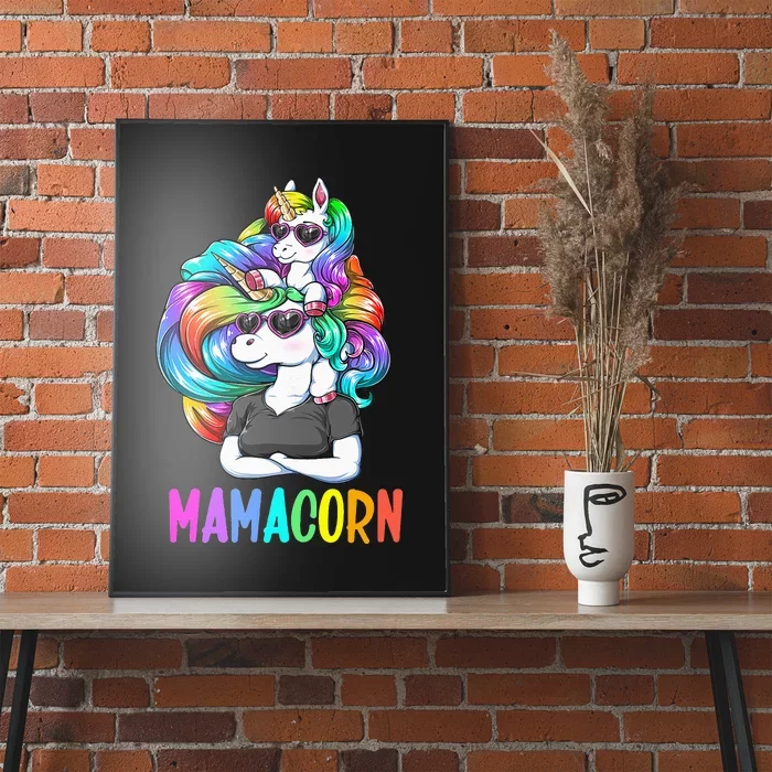 Cute Mamacorn Funny Unicorn Mothers Day Rainbow Poster