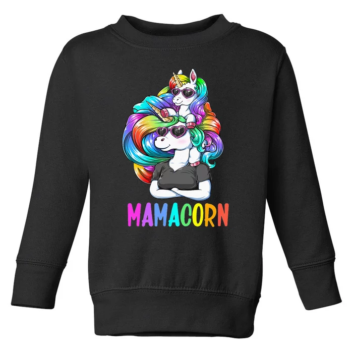 Cute Mamacorn Funny Unicorn Mothers Day Rainbow Toddler Sweatshirt