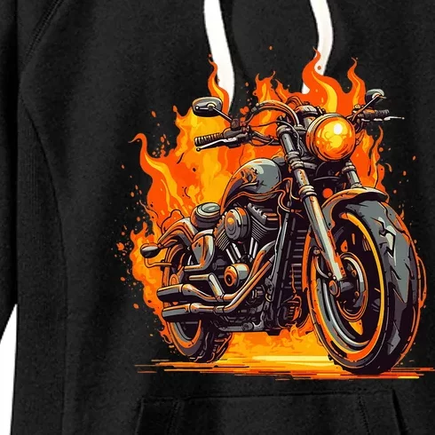 Cool Motorbike Flames And Burning Women's Fleece Hoodie