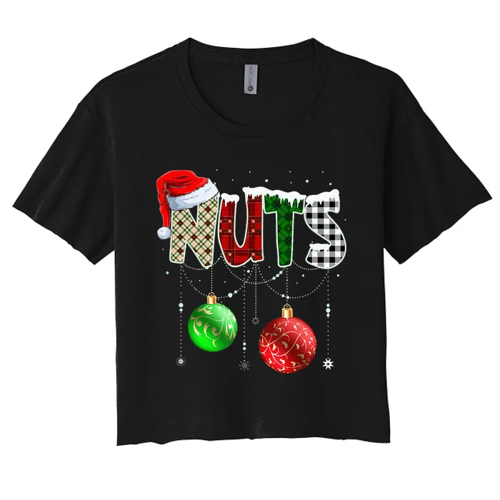 Chestnuts Matching Family Funny Chest Nuts Christmas Couples Women's Crop Top Tee