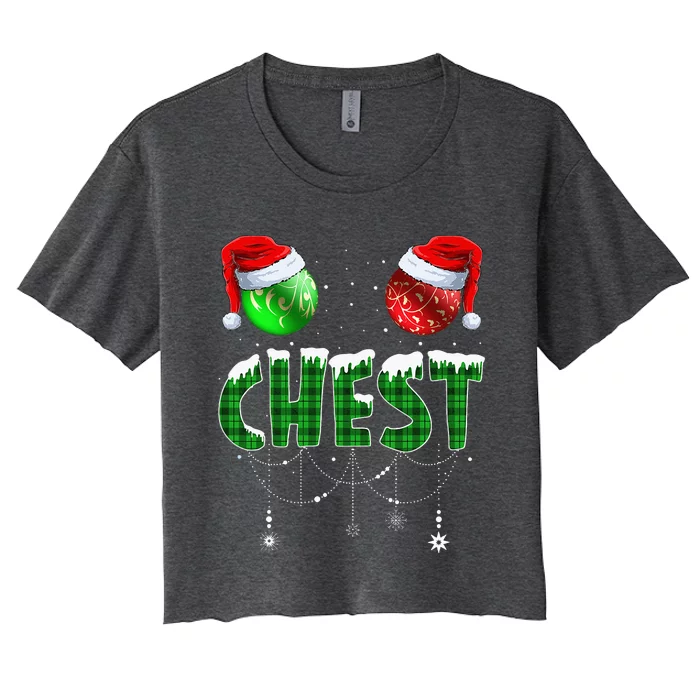 Chestnuts Matching Family Funny Chest Nuts Christmas Couples Women's Crop Top Tee