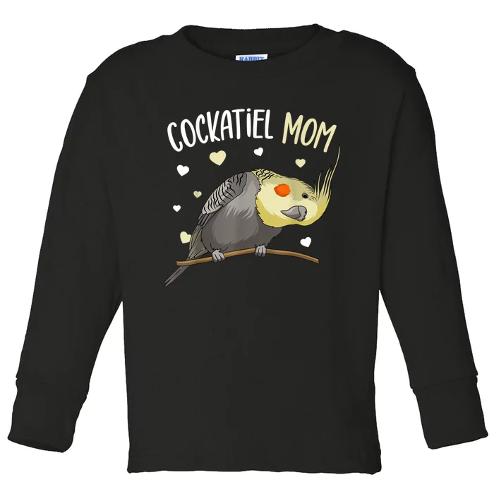 Cockatiel Mom Funny Bird Lover Women Toddler Long Sleeve Shirt