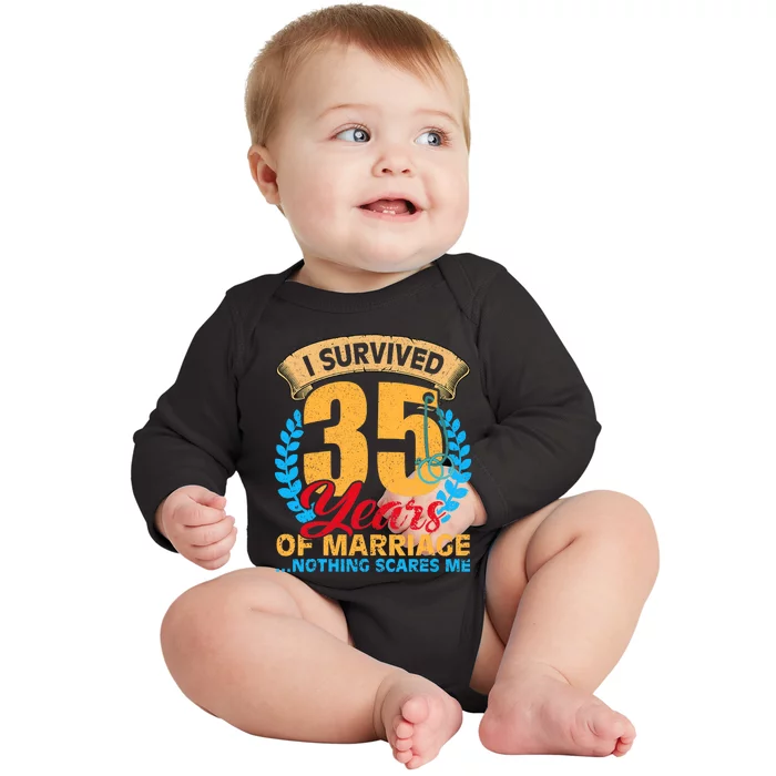 Couples Married for 35 years Funny 35th wedding anniversary Baby Long Sleeve Bodysuit