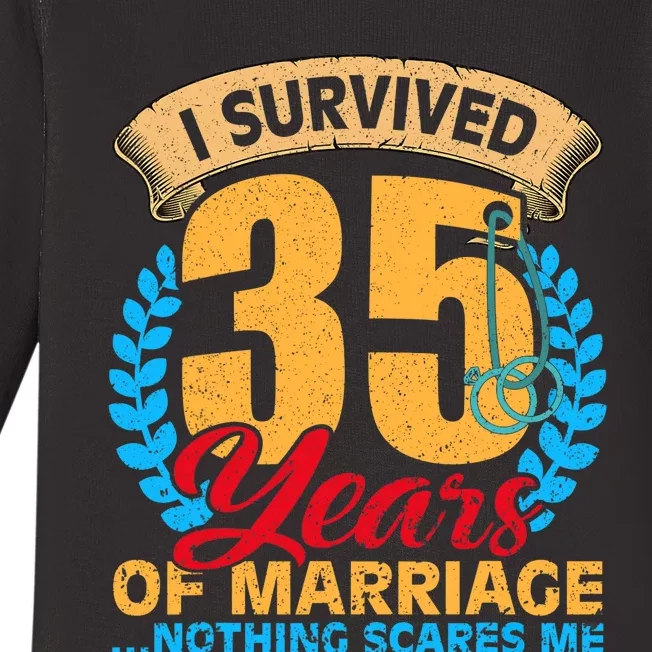 Couples Married for 35 years Funny 35th wedding anniversary Baby Long Sleeve Bodysuit