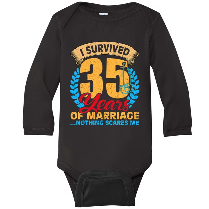 Couples Married for 35 years Funny 35th wedding anniversary Baby Long Sleeve Bodysuit