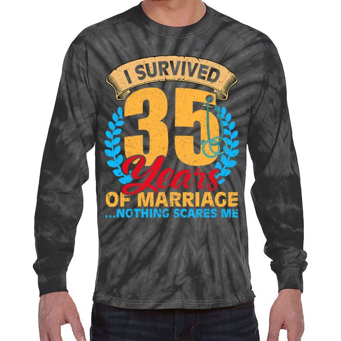 Couples Married for 35 years Funny 35th wedding anniversary Tie-Dye Long Sleeve Shirt