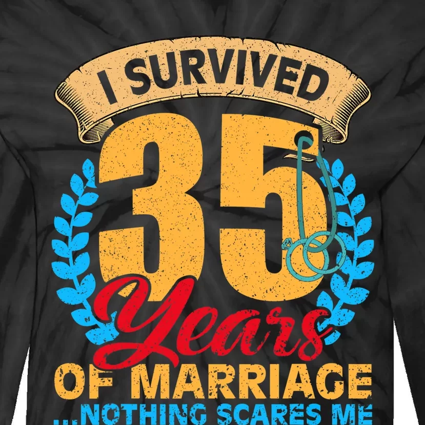 Couples Married for 35 years Funny 35th wedding anniversary Tie-Dye Long Sleeve Shirt