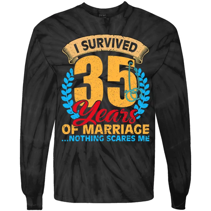 Couples Married for 35 years Funny 35th wedding anniversary Tie-Dye Long Sleeve Shirt