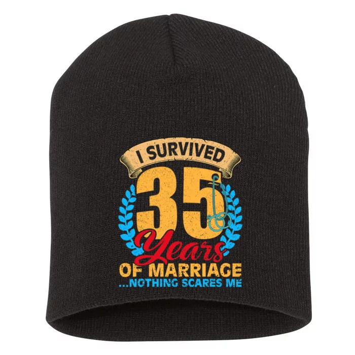 Couples Married for 35 years Funny 35th wedding anniversary Short Acrylic Beanie