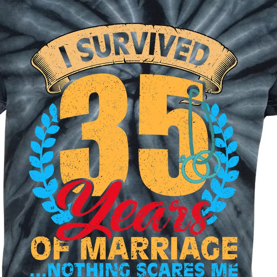 Couples Married for 35 years Funny 35th wedding anniversary Kids Tie-Dye T-Shirt